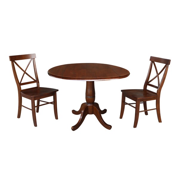 International Concepts Round 42 in Round Top Pedestal Table with 2 Chairs, Espresso, 42 in W, 42 in L, 29.5 in H, Wood K581-42DPT-C613-2 - main